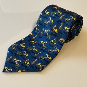 HERMES 7698 OA Men’s Neck Tie 100% Silk France Vintage ec-20345 Horse Equestrian